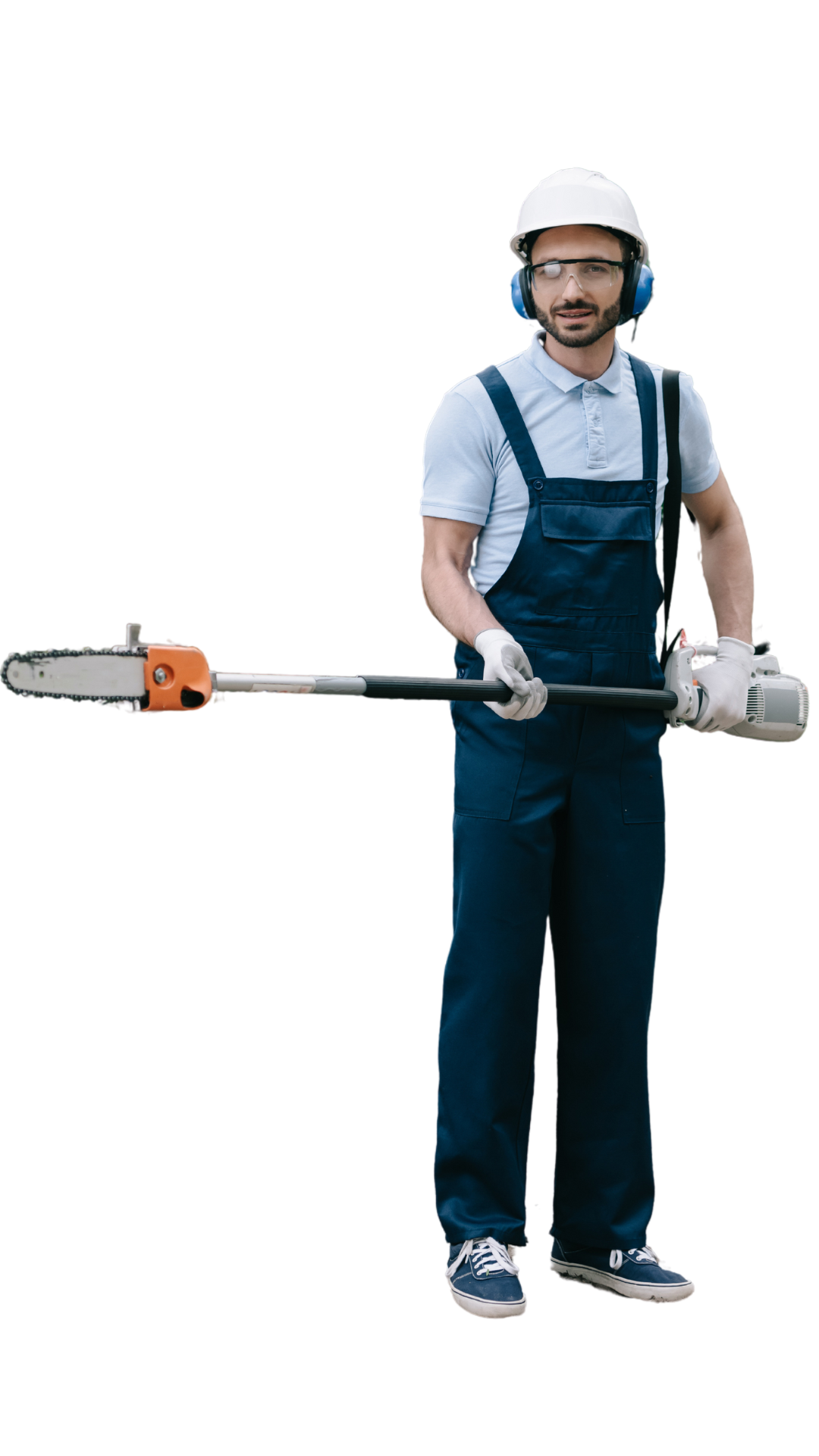 Gardener holding a garden tool for maintenance and lawn care