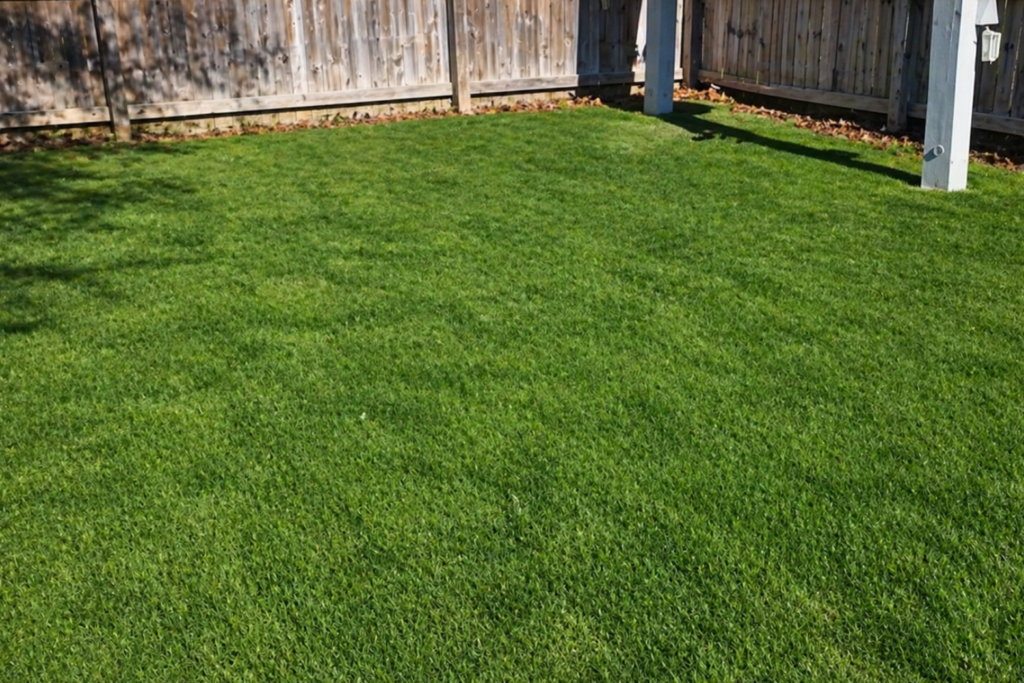 lawn revival treatment results - healthier greener grass in Toronto backyard